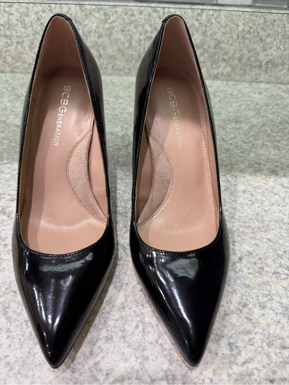 BCBGeneration Black Patent Pointed Toe High Heels size 7